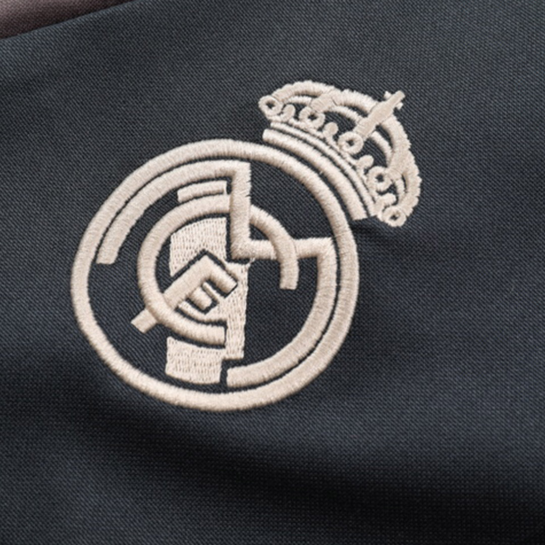 Kid's Real Madrid Gray Zipper Tracksuit 2024/25-The Jerseys Shop