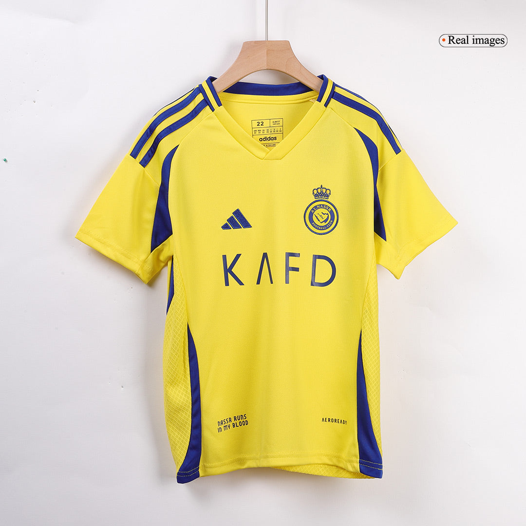 Kid's Al Nassr Home Jersey Kit(Jersey+Shorts) 2024/25-The Jerseys Shop