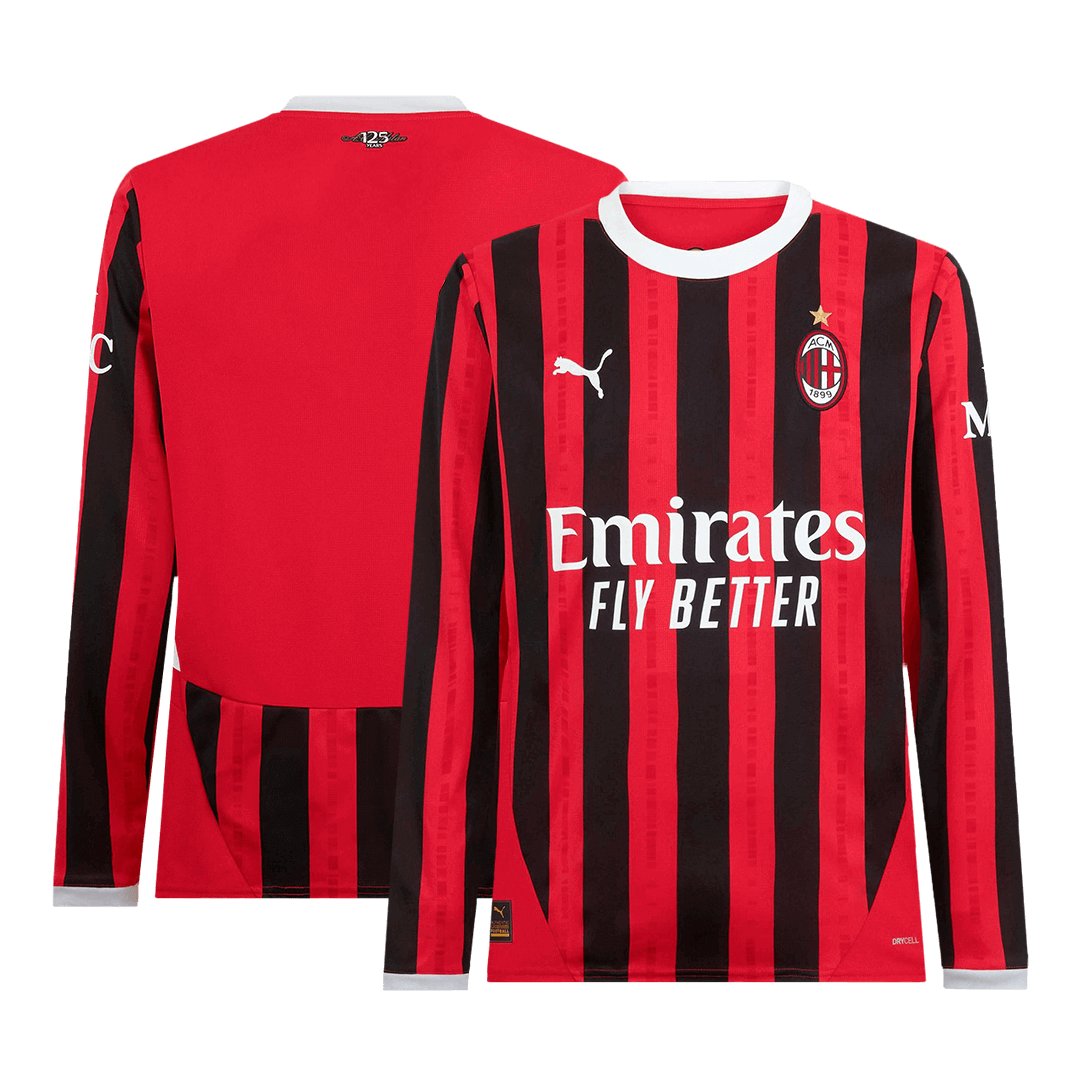 Men's AC Milan Home Long Sleeve Soccer Jersey 2024/25-The Jerseys Shop