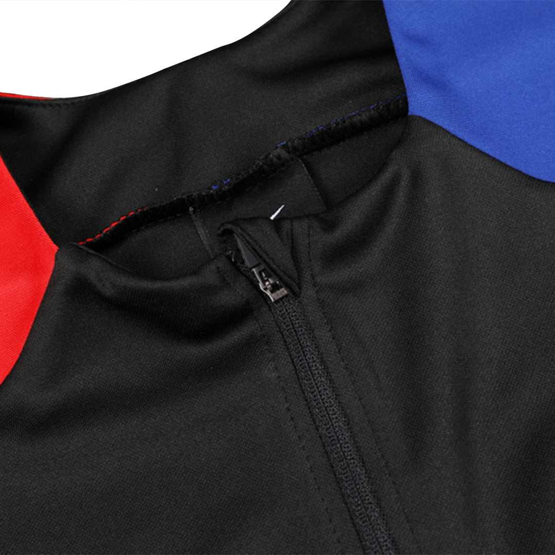 Barcelona 1/4 Zip Black Tracksuit Kit(Top+Pants) 2024/25 for Adults-The Jerseys Shop