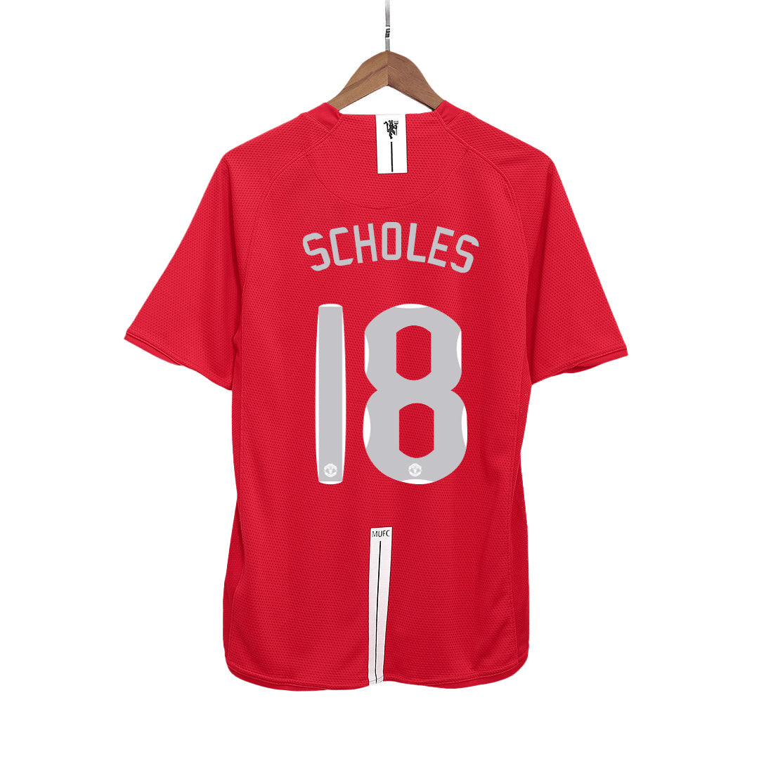 SCHOLES #18 Classic Manchester United Home Jersey 2007/08 - UCL Final-The Jerseys Shop