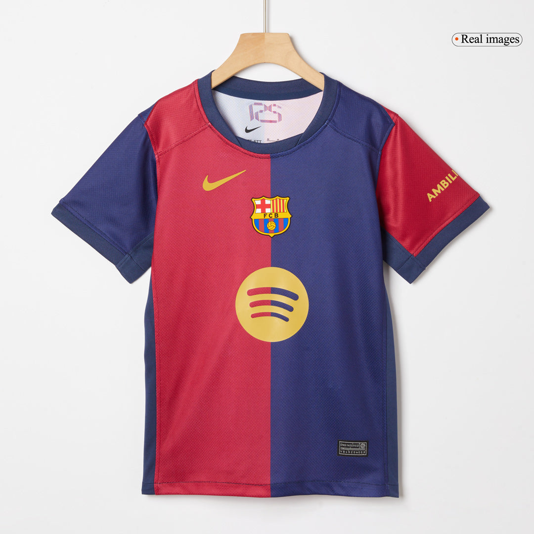 Kid's Barcelona Home Jerseys Kit(Jersey+Shorts) 2024/25 - Spotify Logo Without Text-The Jerseys Shop