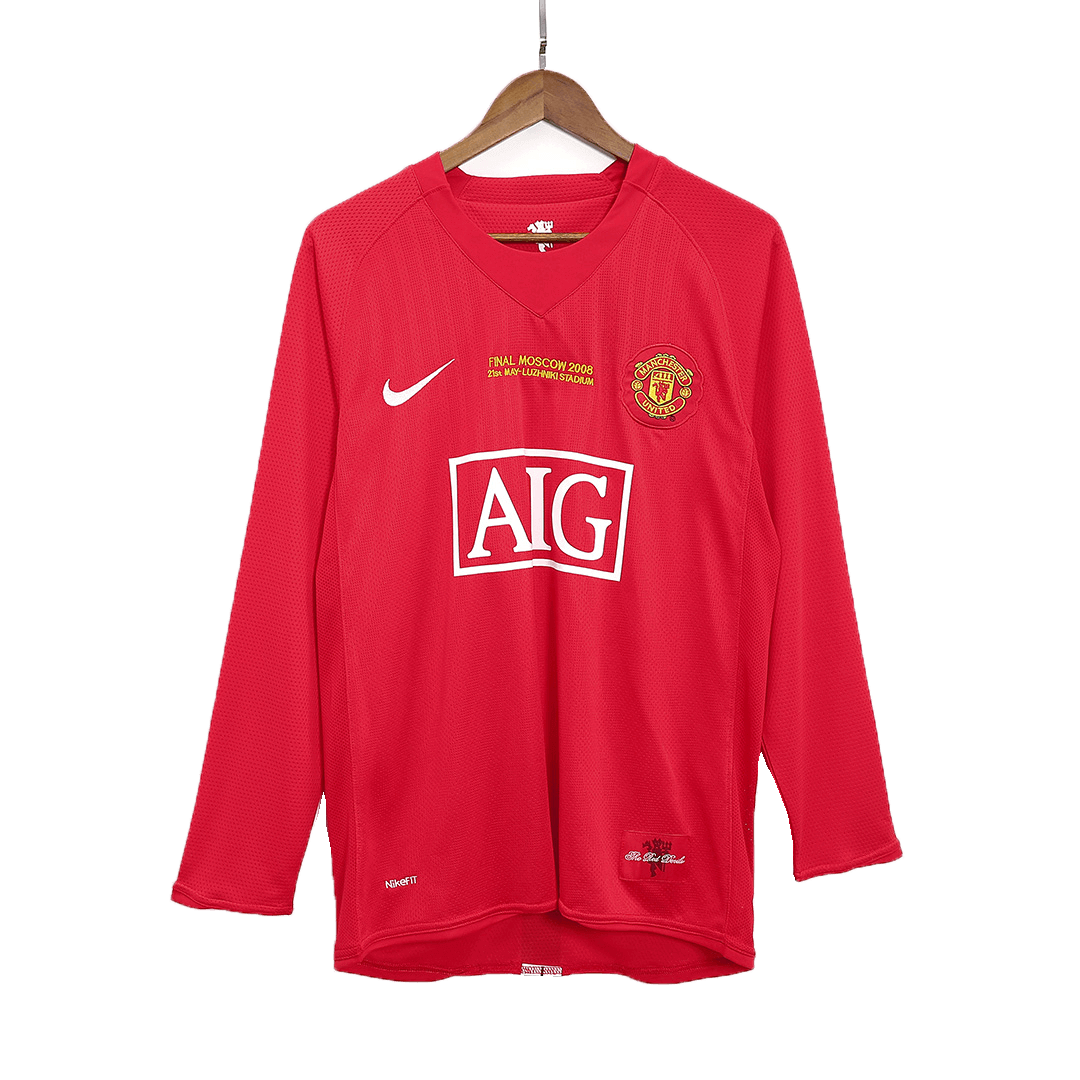 Manchester United UCL Home Retro Long Sleeve Soccer Jersey 2007/08-The Jerseys Shop