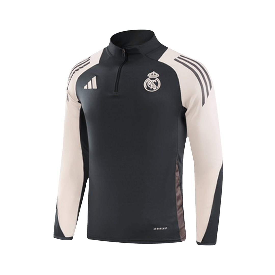 Kid's Real Madrid Gray Zipper Tracksuit 2024/25-The Jerseys Shop
