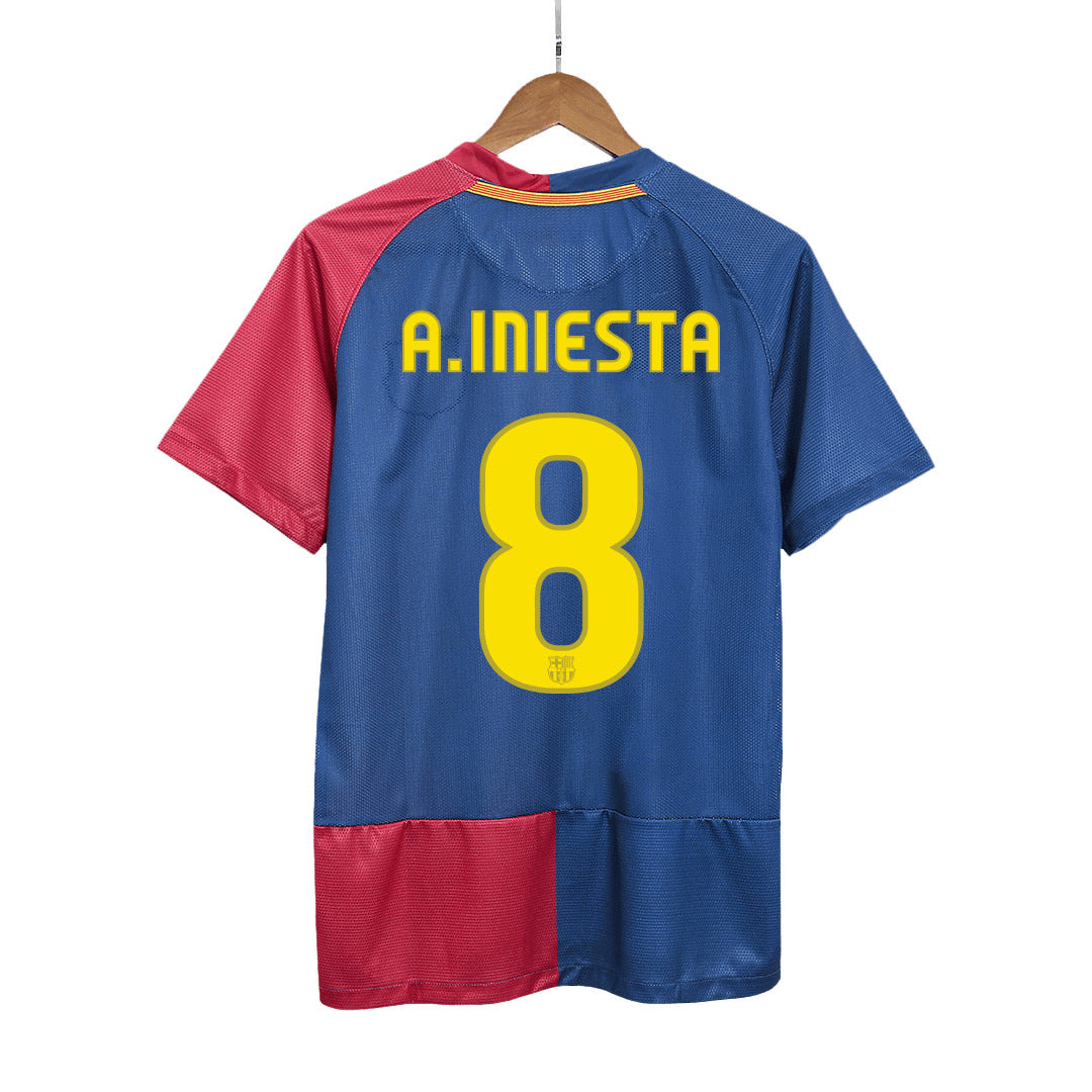 Barcelona A.INIESTA #8 Home Retro Soccer Jersey 2008/09 - UCL Final-The Jerseys Shop