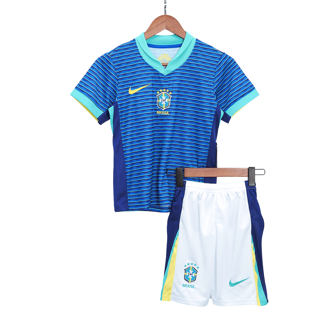 Kid's Brazil Away Jerseys Kit(Jersey+Shorts) Copa América 2024-The Jerseys Shop