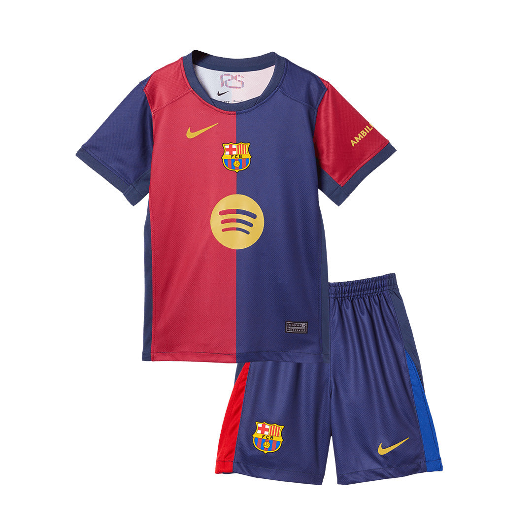 Kid's Barcelona Home Jerseys Kit(Jersey+Shorts) 2024/25 - Spotify Logo Without Text-The Jerseys Shop