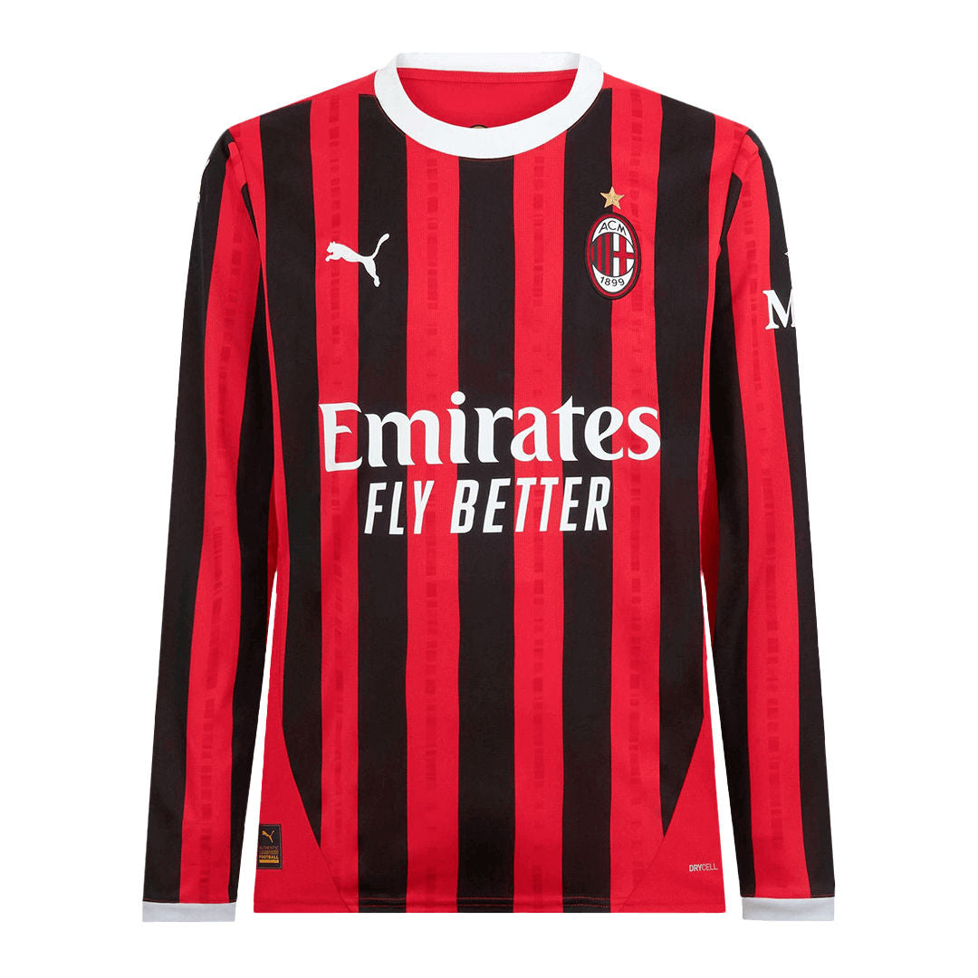 Men's AC Milan Home Long Sleeve Soccer Jersey 2024/25-The Jerseys Shop