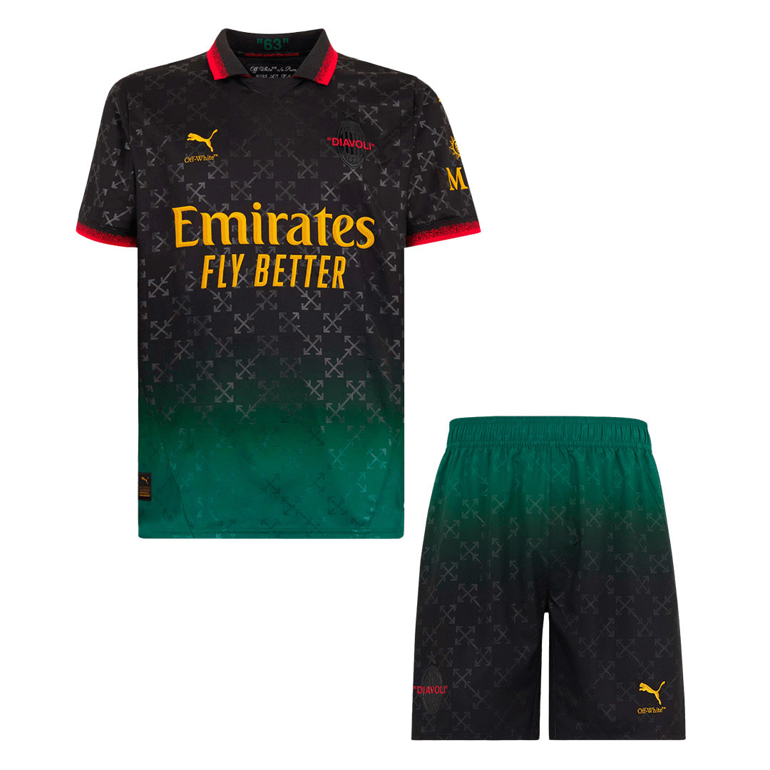Men's AC Milan x Off-White Fourth Away Jersey (Jersey+Shorts) Kit 2024/25-The Jerseys Shop