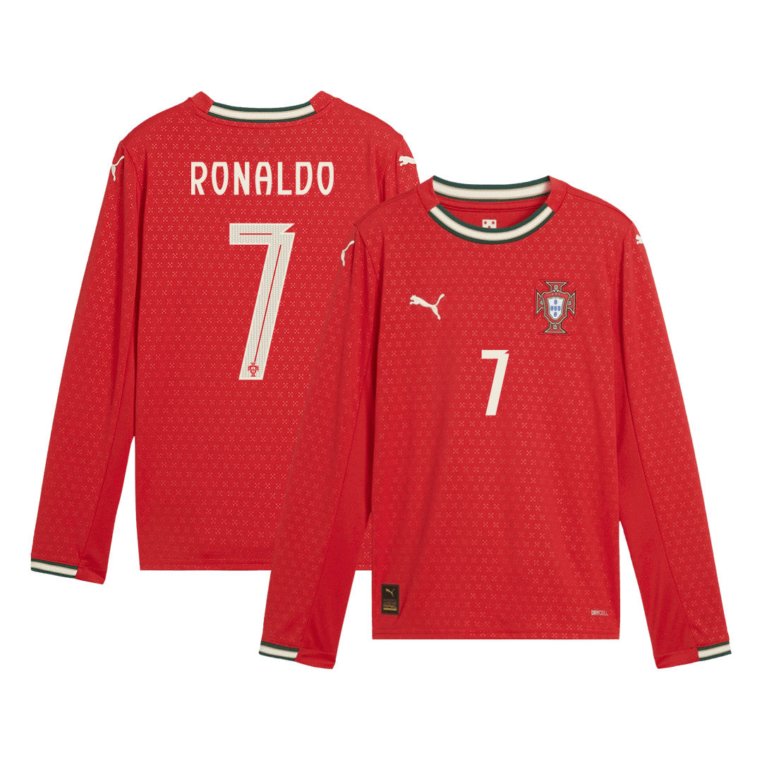 Men's Portugal RONALDO #7 Home Long Sleeve Soccer Jersey 2025-The Jerseys Shop