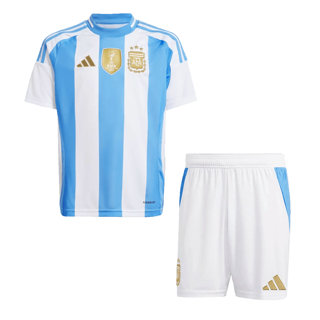 Kid's Argentina Home Jerseys Kit(Jersey+Shorts) 2024-The Jerseys Shop