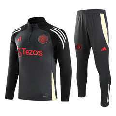 Manchester United 1/4 Zip Gray Tracksuit Kit(Top+Pants) 2024/25 for Adults-The Jerseys Shop