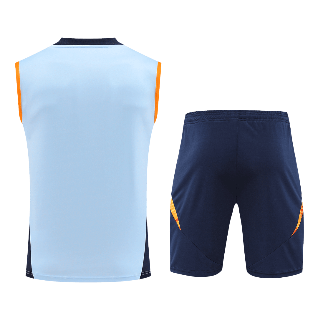 Real Madrid Pre-Match Blue Sleeveless Training Kit 2024/25 For Adults-The Jerseys Shop