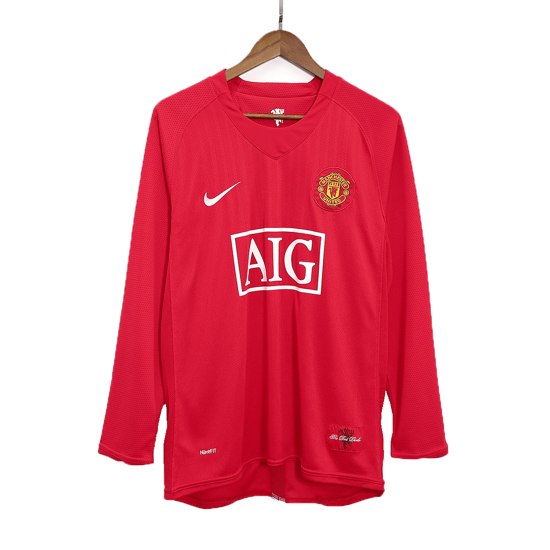 Manchester United RONALDO #7 Home Retro Long Sleeve Soccer Jersey 2007/08-The Jerseys Shop
