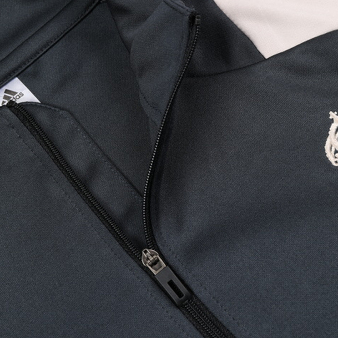 Real Madrid 1/4 Zip Gray Tracksuit Kit(Top+Pants) 2024/25 for Adults-The Jerseys Shop
