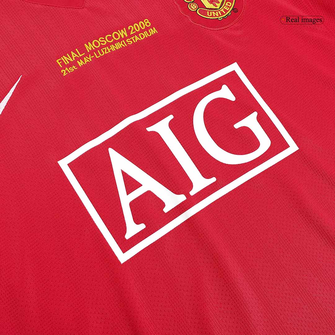 Manchester United UCL Home Retro Long Sleeve Soccer Jersey 2007/08-The Jerseys Shop