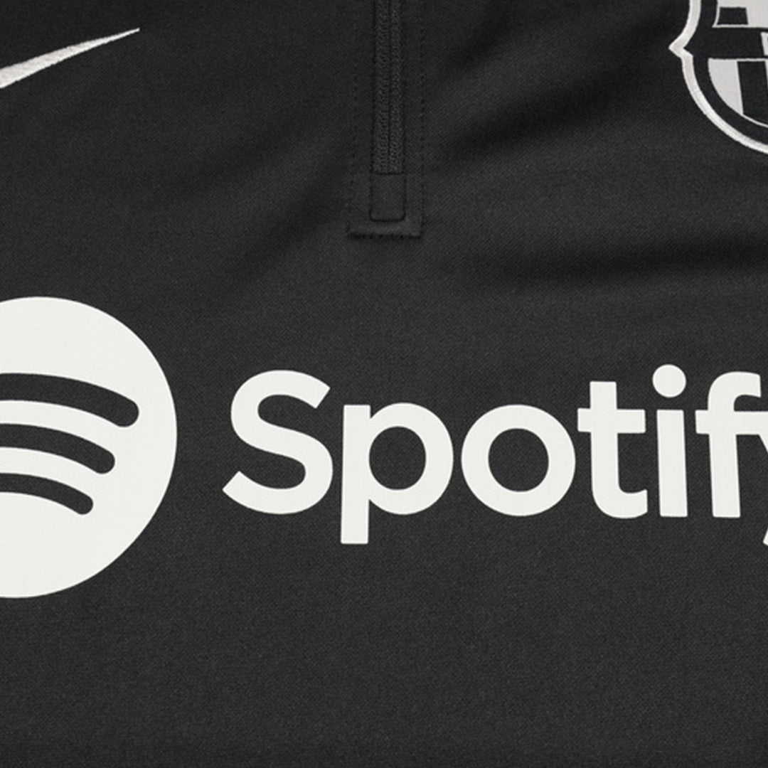 Barcelona 1/4 Zip Black Tracksuit Kit(Top+Pants) 2024/25 for Adults-The Jerseys Shop