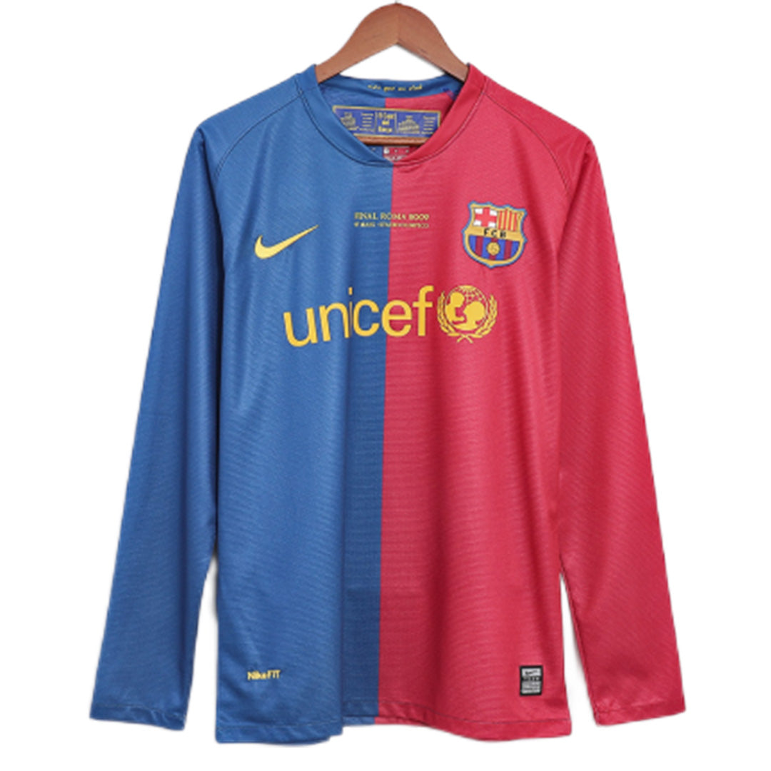 Barcelona Home Retro Long Sleeve Soccer Jersey 2008/09 - UCL Final-The Jerseys Shop