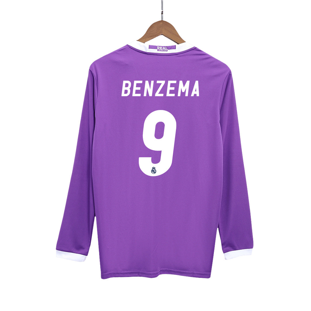 BENZEMA #9 Classic Real Madrid Away Long Sleeve Jersey 2016/17-The Jerseys Shop