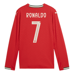 Men's Portugal RONALDO #7 Home Long Sleeve Soccer Jersey 2025-The Jerseys Shop