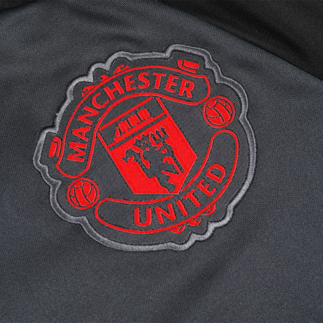 Manchester United 1/4 Zip Gray Tracksuit Kit(Top+Pants) 2024/25 for Adults-The Jerseys Shop