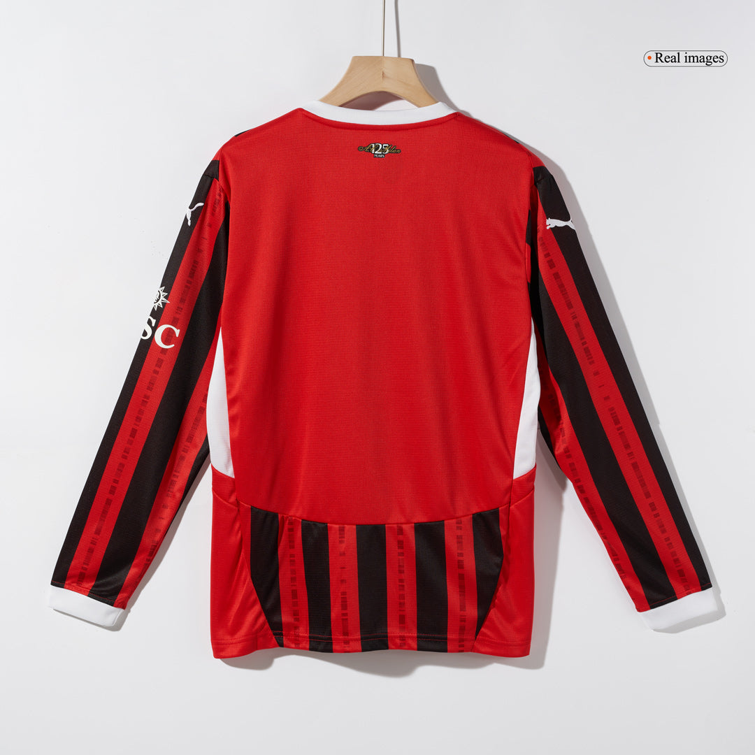 Men's AC Milan Home Long Sleeve Soccer Jersey 2024/25-The Jerseys Shop
