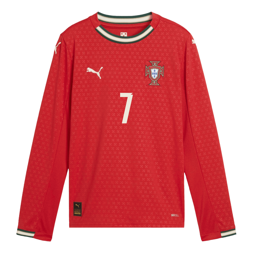 Men's Portugal RONALDO #7 Home Long Sleeve Soccer Jersey 2025-The Jerseys Shop