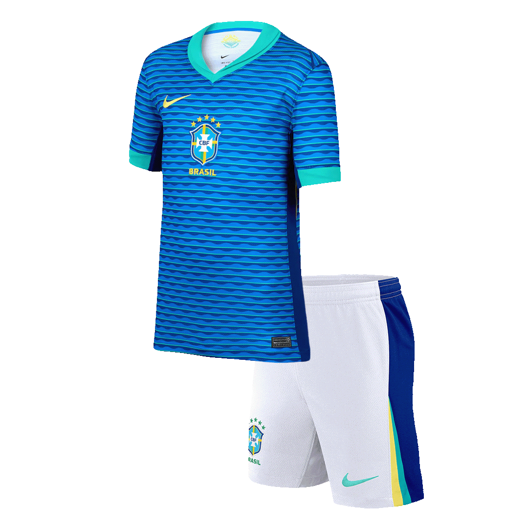 Kid's Brazil Away Jerseys Kit(Jersey+Shorts) Copa América 2024-The Jerseys Shop