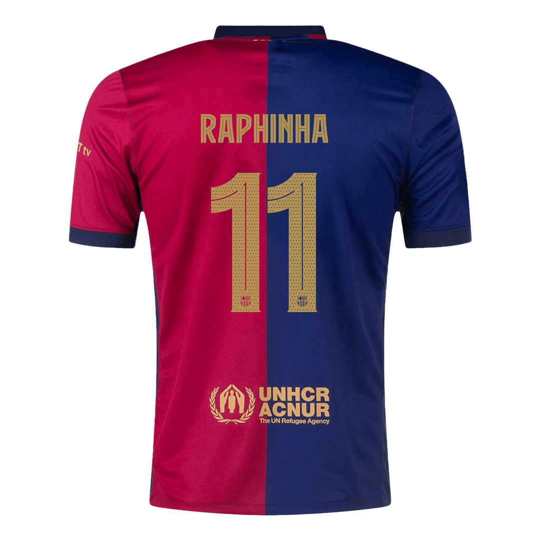 [Super Quality] Men's Barcelona RAPHINHA #11 Home Soccer Jersey 2024/25 UCL - Spotify Logo Without Text-The Jerseys Shop