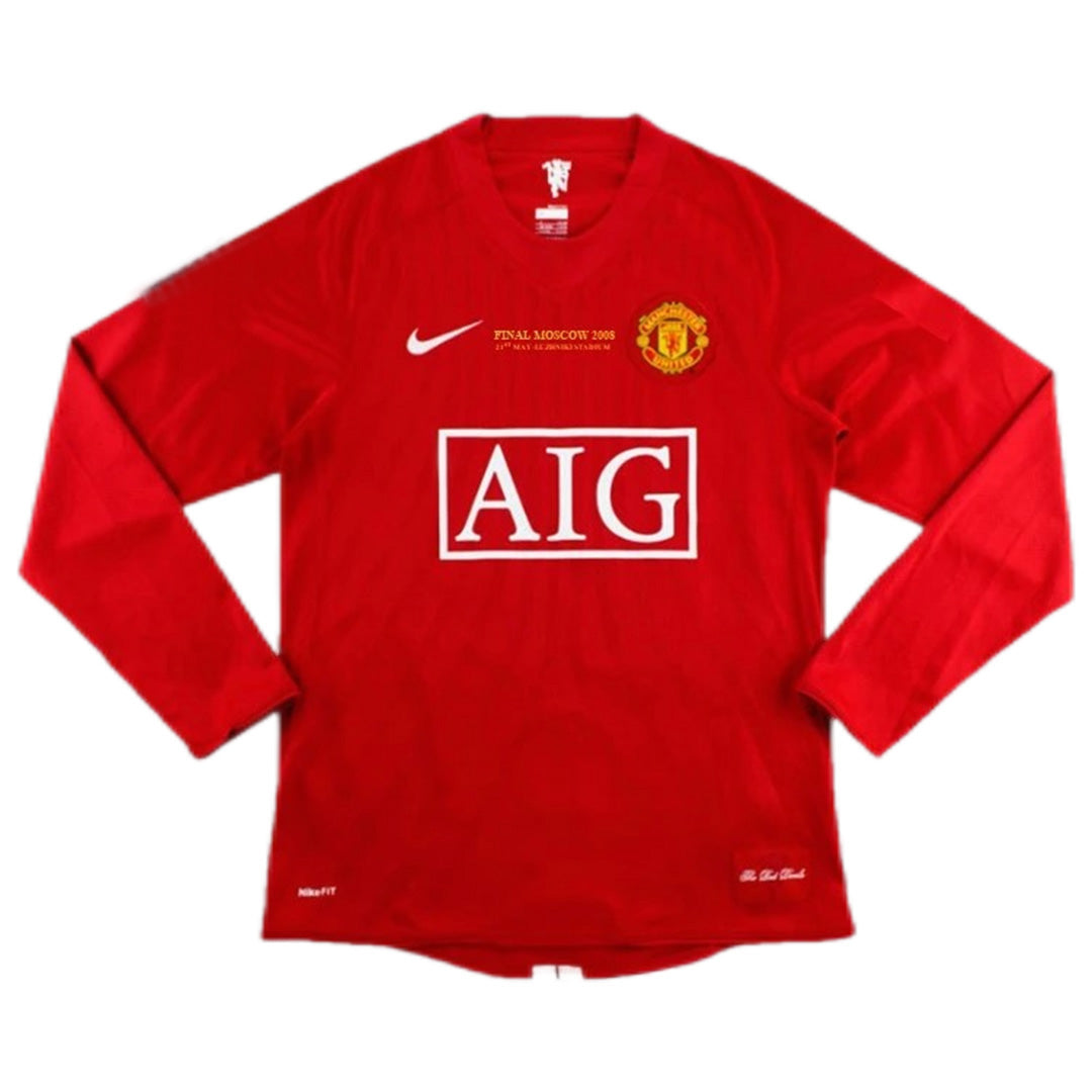 Manchester United UCL Home Retro Long Sleeve Soccer Jersey 2007/08-The Jerseys Shop