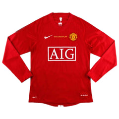 Manchester United UCL Home Retro Long Sleeve Soccer Jersey 2007/08-The Jerseys Shop