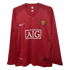 Manchester United Home Retro Long Sleeve Soccer Jersey 2007/08-The Jerseys Shop