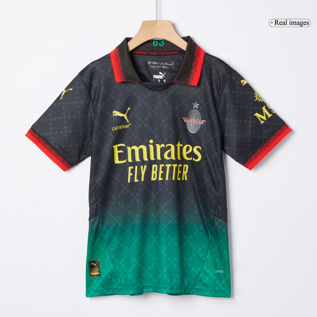 Kid's AC Milan x Off-White Fourth Away Jersey Kit(Jersey+Shorts) 2024/25-The Jerseys Shop