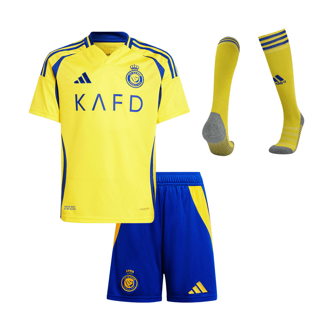 Kid's Al Nassr Home Jersey Full Kit 2024/25-The Jerseys Shop