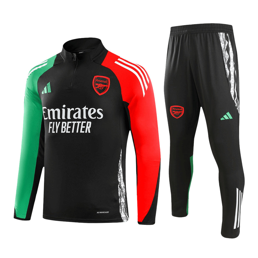 Arsenal 1/4 Zip Black Tracksuit Kit(Top+Pants) 2024/25 for Adults-The Jerseys Shop