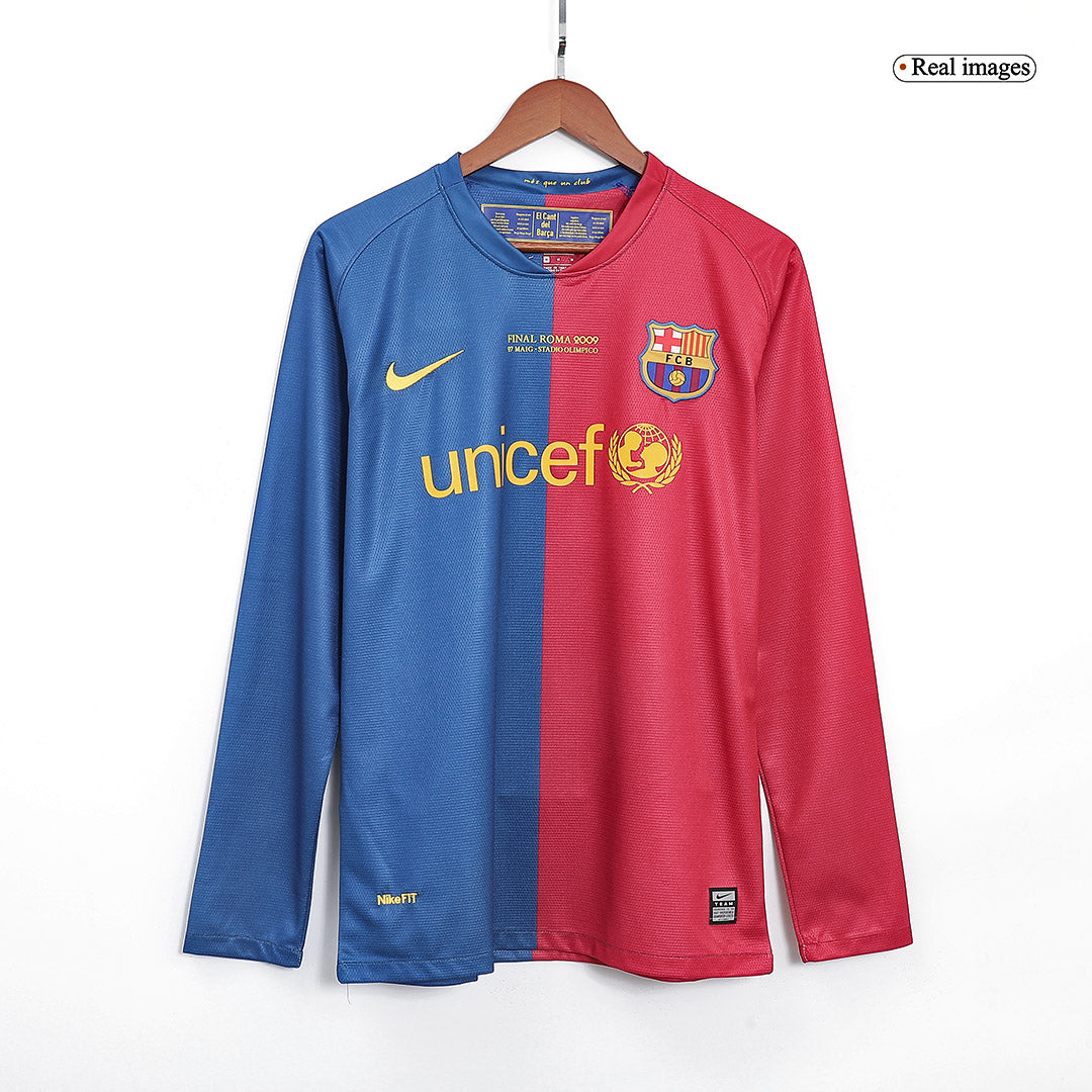 Barcelona Home Retro Long Sleeve Soccer Jersey 2008/09 - UCL Final-The Jerseys Shop