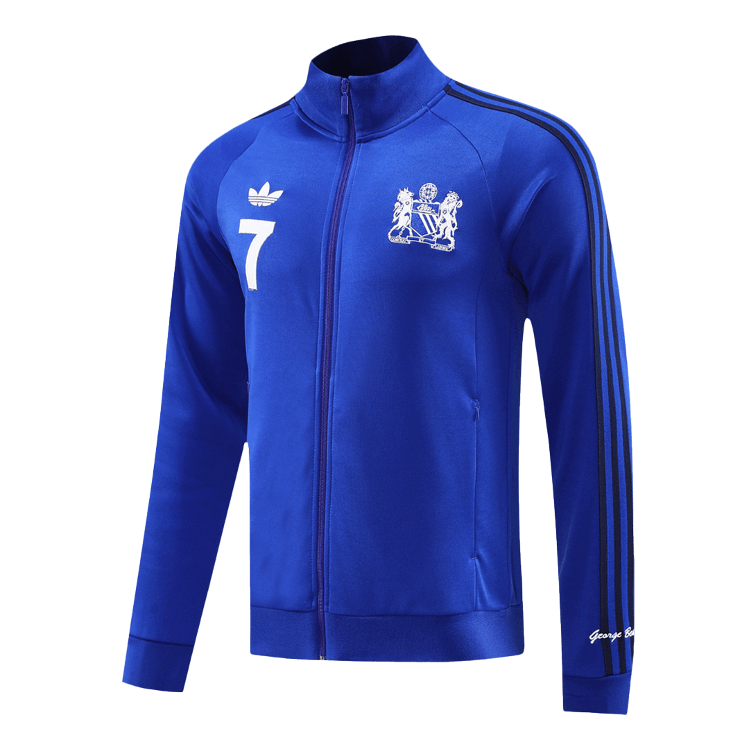 Manchester United X George Best Blue Jacket Training Kit 2024/25 For Adults-The Jerseys Shop