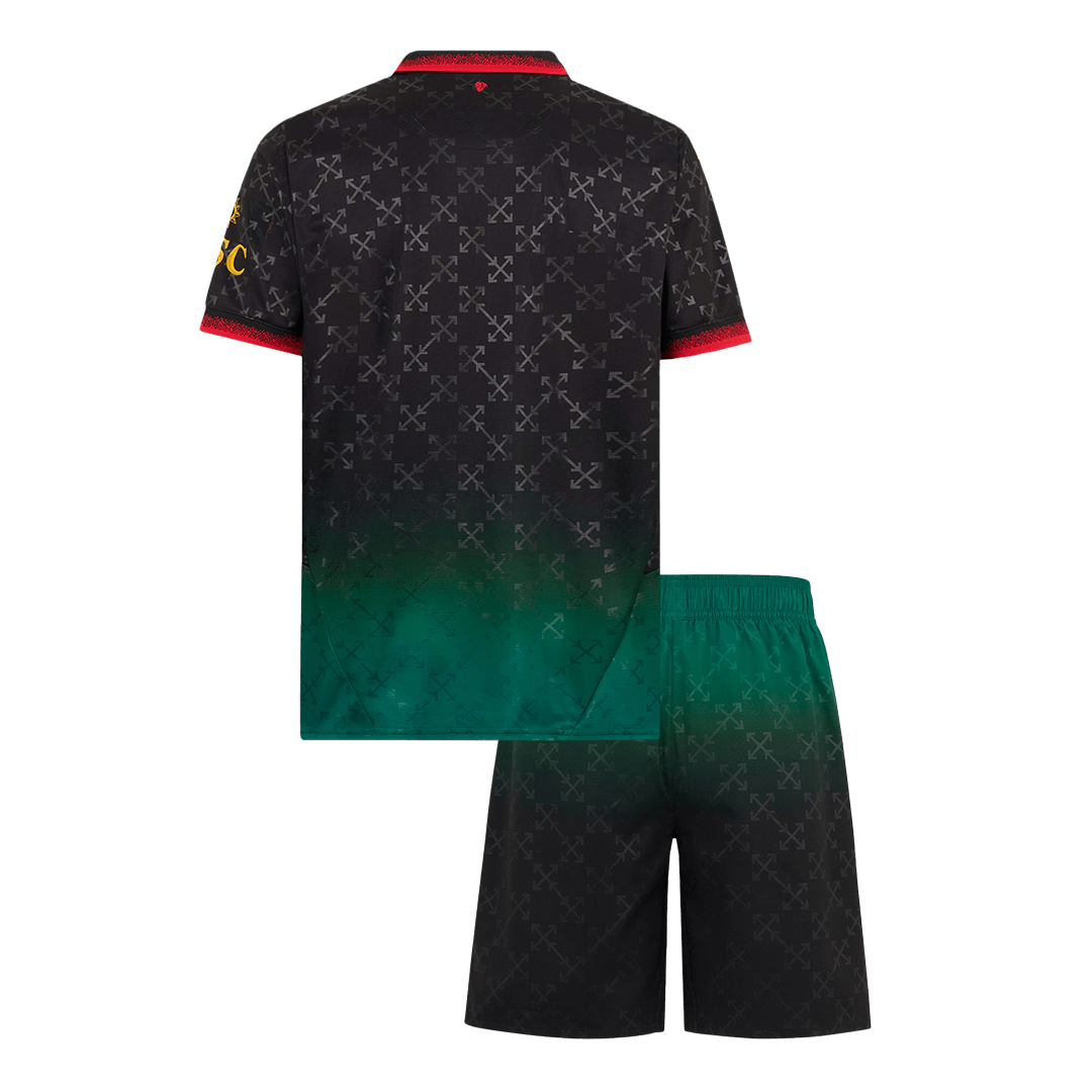 Kid's AC Milan x Off-White Fourth Away Jersey Kit(Jersey+Shorts) 2024/25-The Jerseys Shop