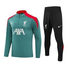 Kid's Liverpool Green Zipper Tracksuit 2024/25-The Jerseys Shop