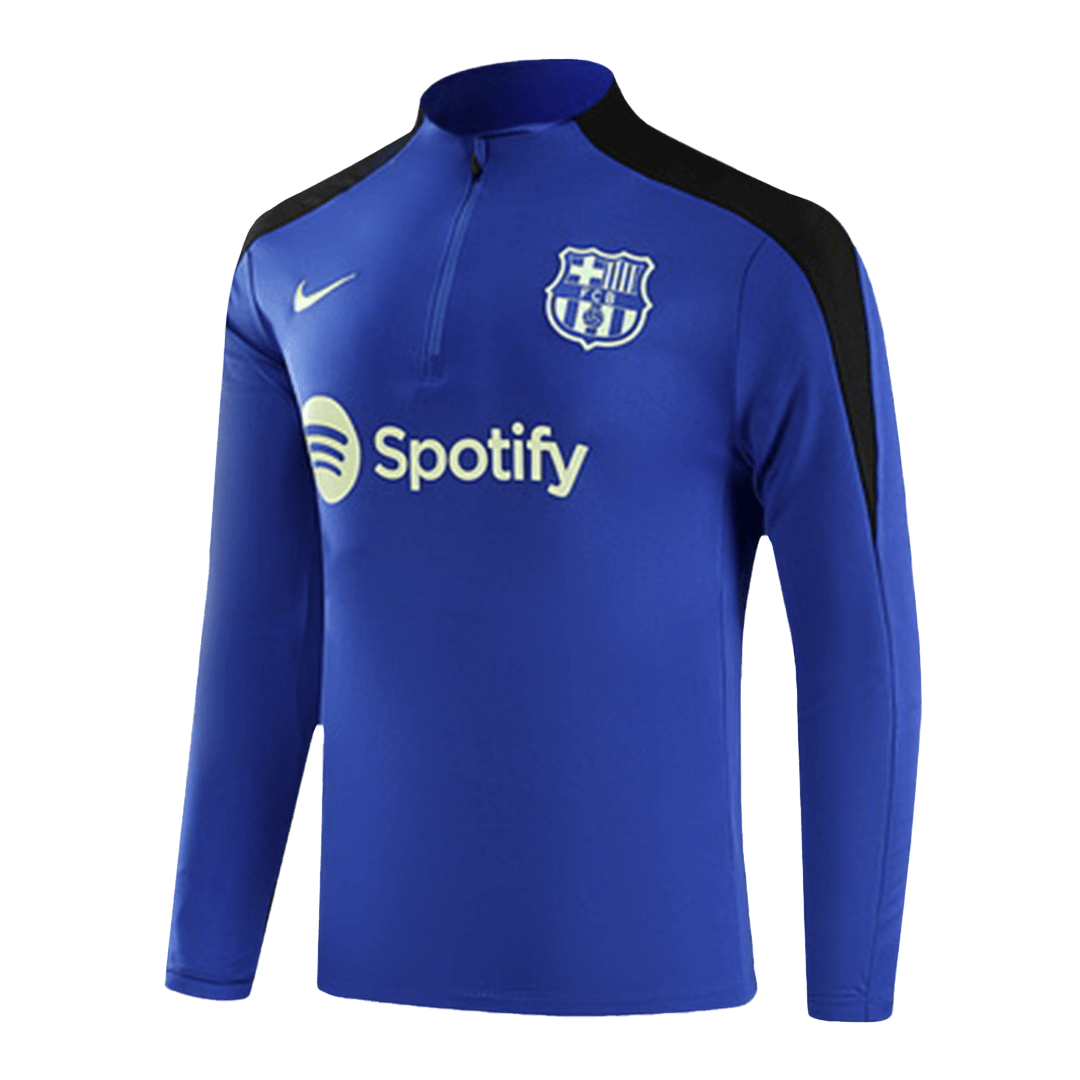 Barcelona 1/4 Zip Blue Tracksuit Kit(Top+Pants) 2024/25 for Adults-The Jerseys Shop